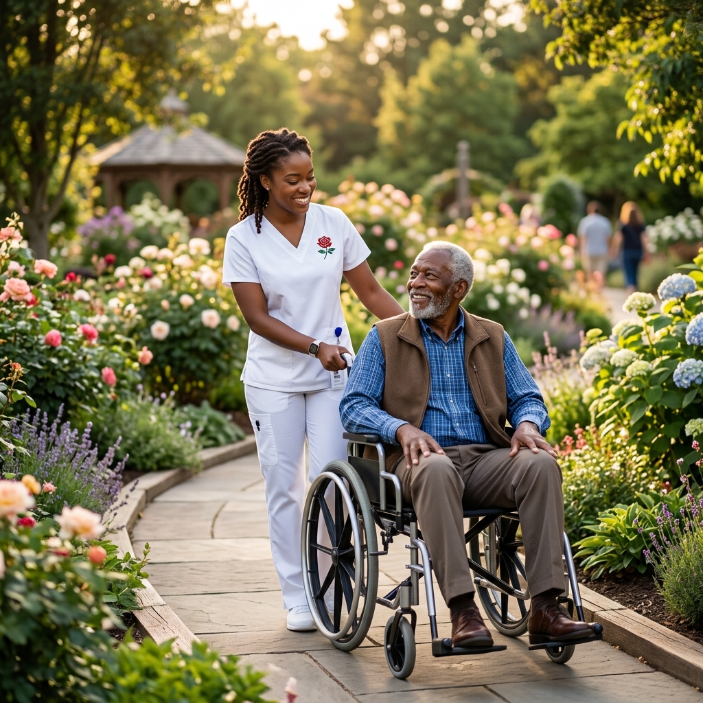 Elderly gentleman receiving care